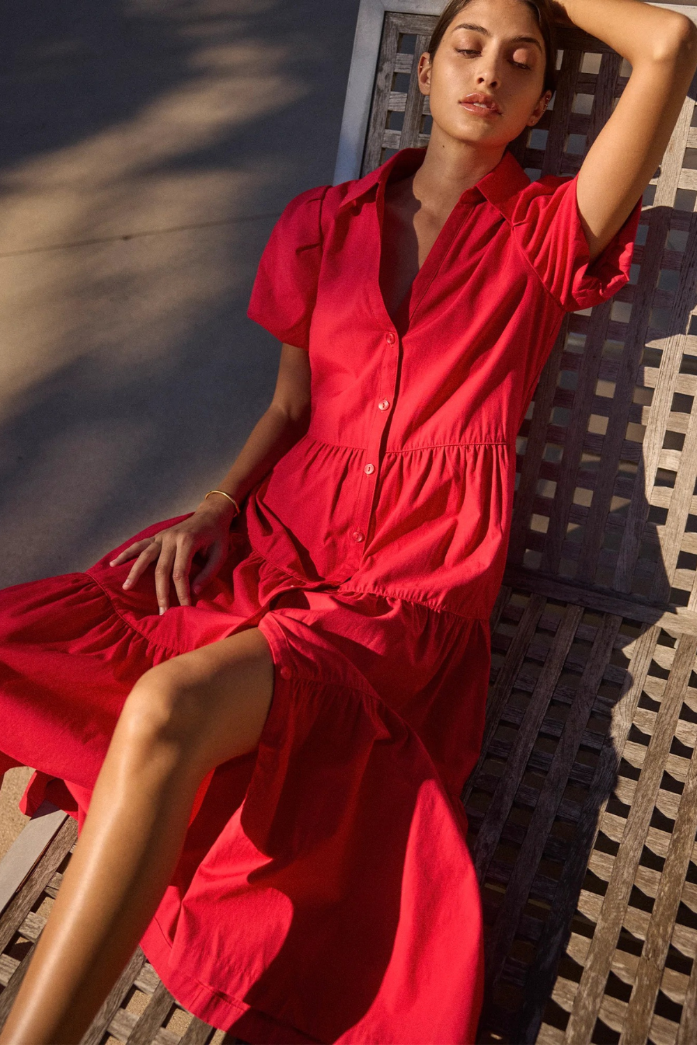 Product Shot Of The Havana Midi Dress In Red From Brochu Walker
